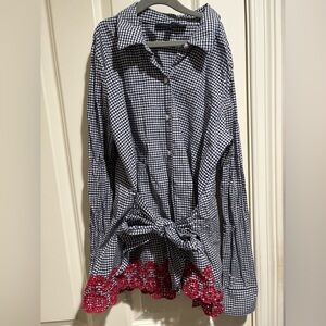 Vintage Tommy Hilfiger gingham button up with tie detail